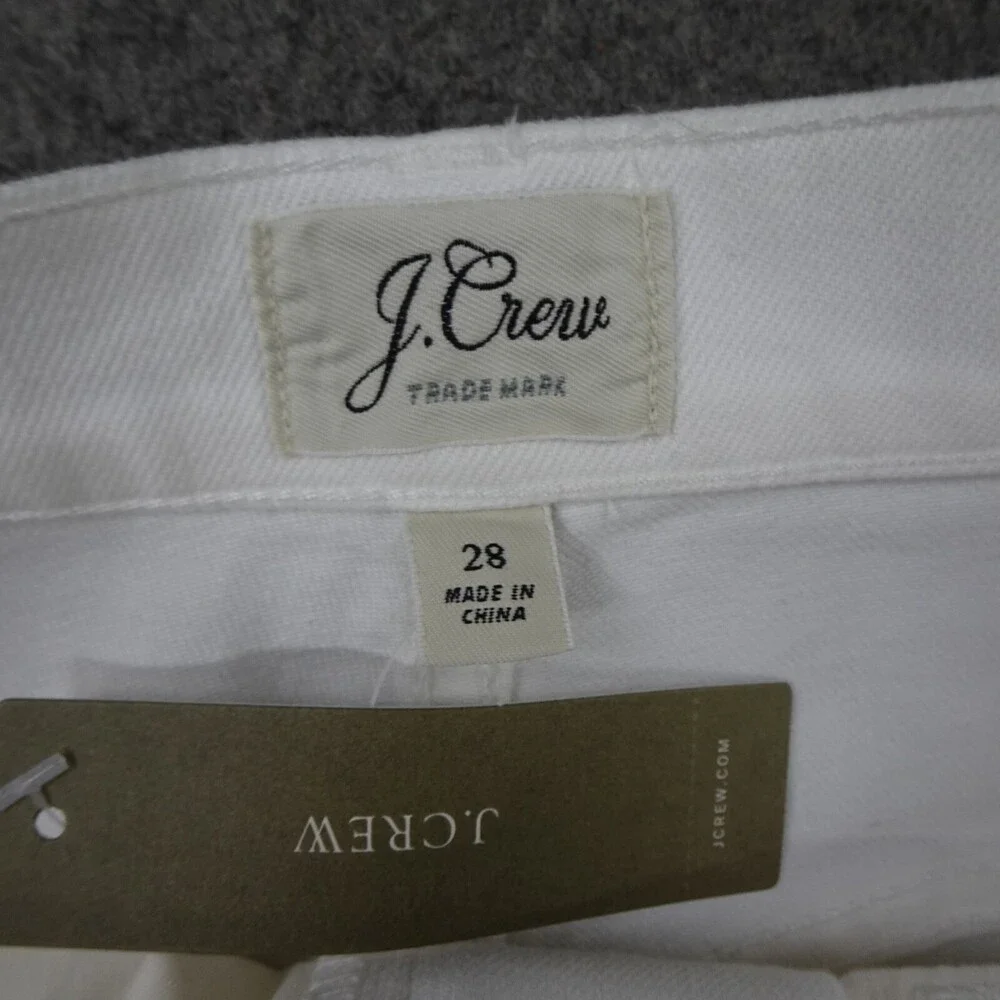 J Crew Jean Shorts Womens 28 White Denim Cut Off Cuffed Hot Pants Casual Beach